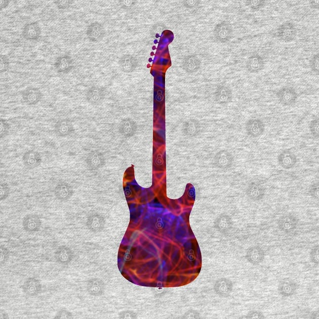 Red on Purple Flame Guitar Silhouette by gkillerb